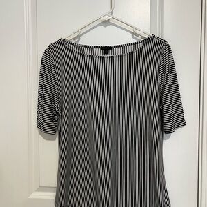 Ann Taylor Black and White Striped Shirt